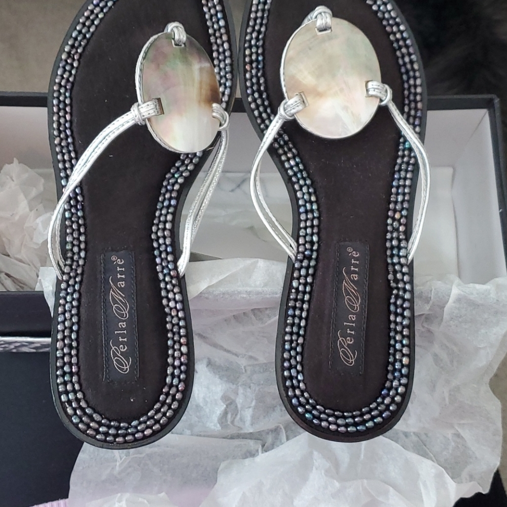 Bella Marre pewter "Sunda" sandals